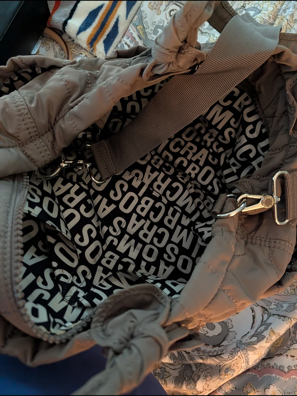Marc Jacobs Quilted Nylon Crossbody Tote Bag - Brown